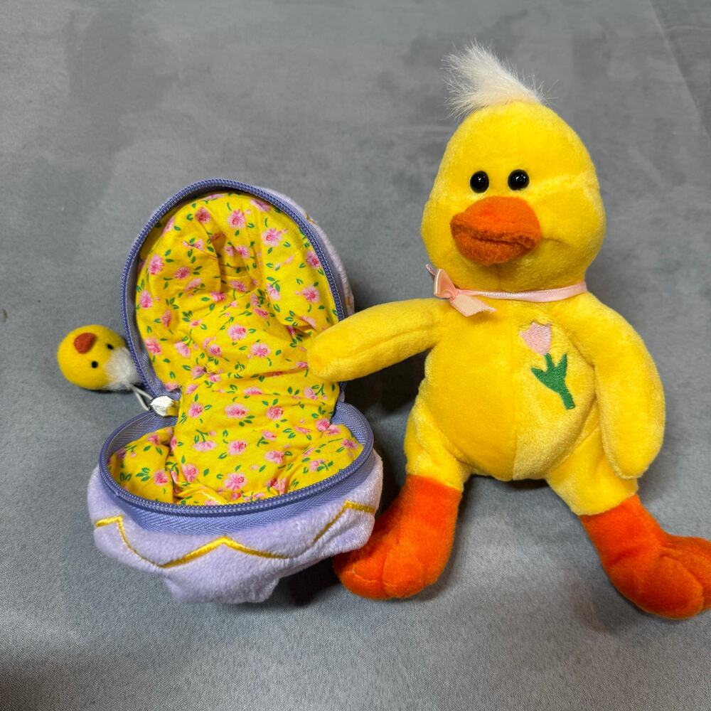 Vintage Plushland Easter Plush Stuffed Animal Surprise Egg Duckling Chick Zipper
